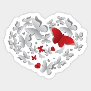 Heart of paper butterflies Sticker